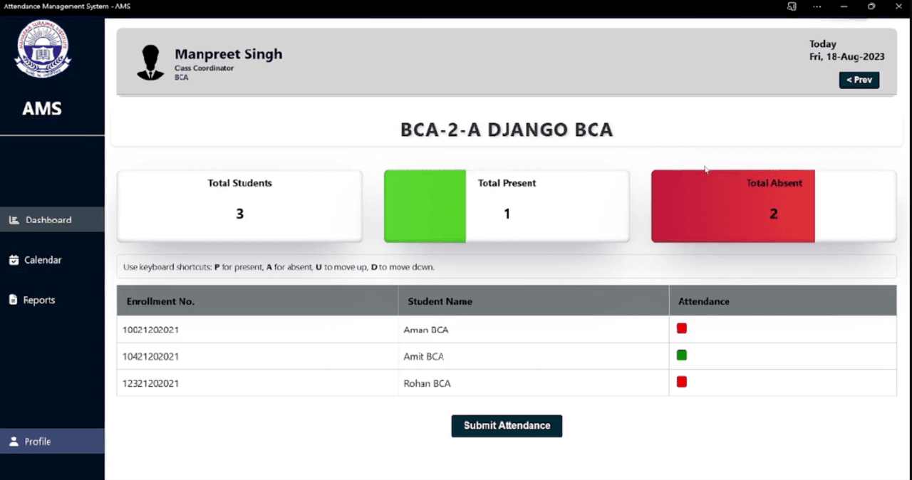 AMS screenshot