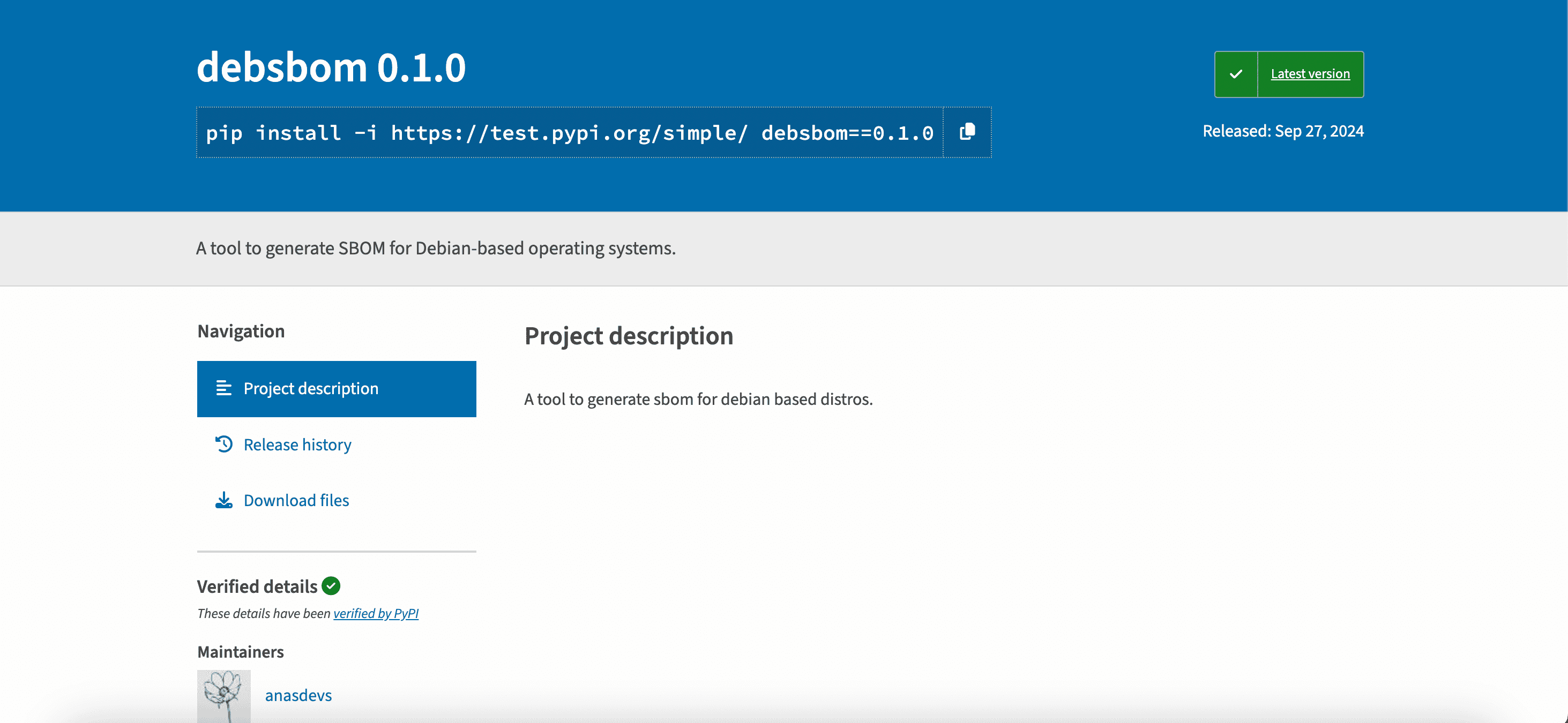 debsbom screenshot