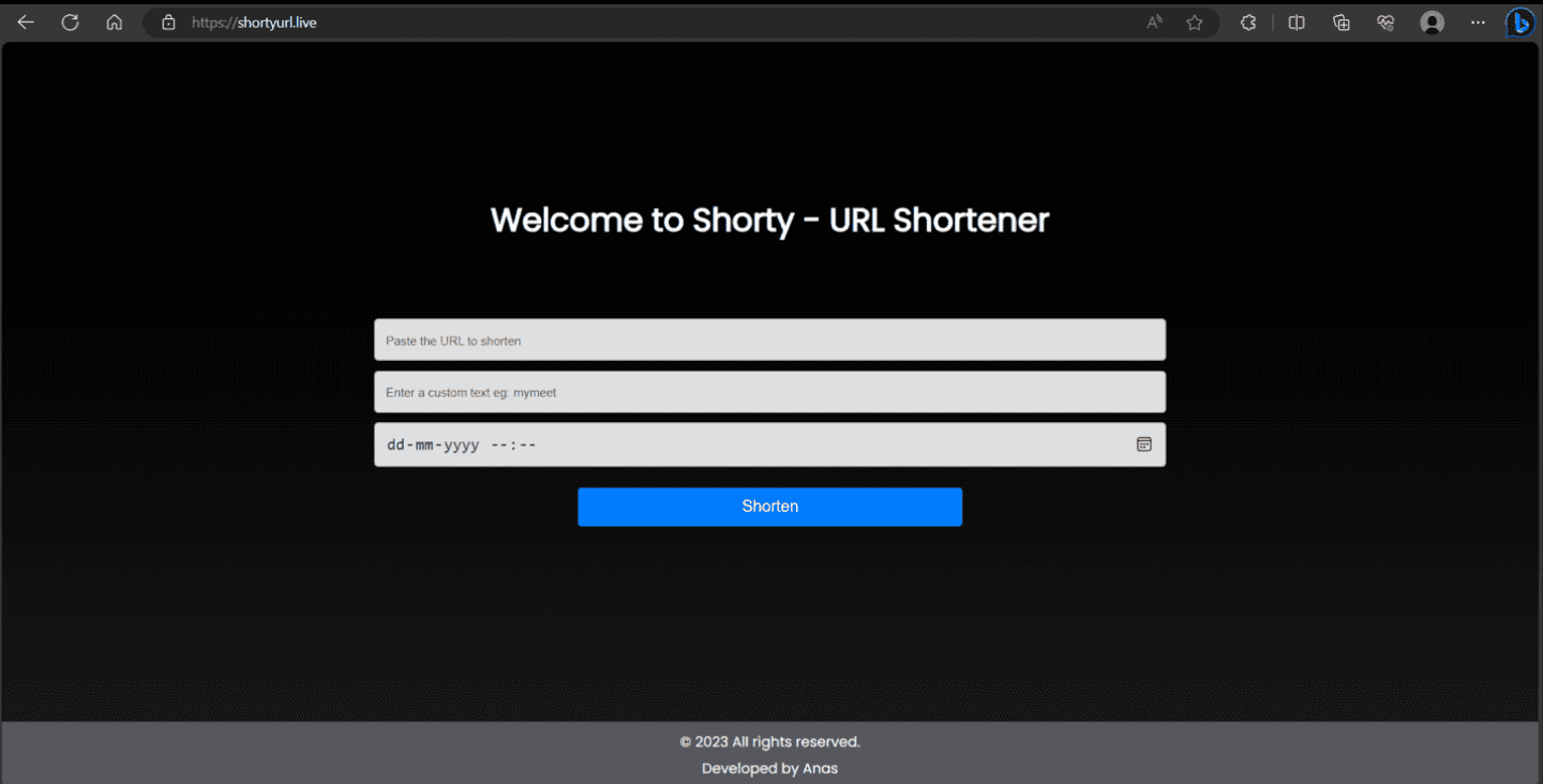ShortyURL screenshot